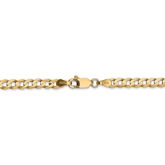 3.8mm, 14k Yellow Gold, Open Concave Curb Chain Necklace, 22 Inch - Picture 4 of 8